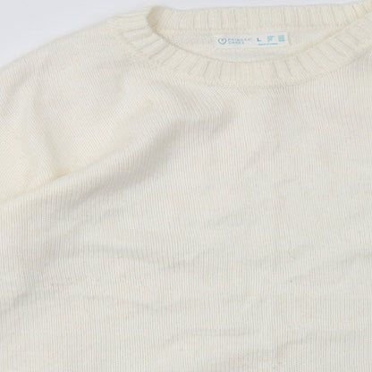 Primark Womens White  Acrylic Pullover Sweatshirt Size L  Pullover