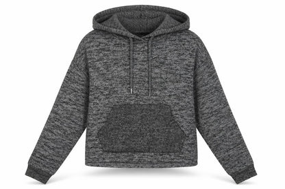 Front view of Primark women’s grey polyester pullover hoodie, size M, pullover