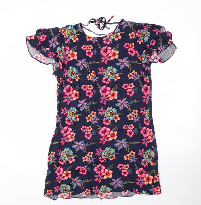 Papaya Womens Blue Floral Viscose Shift  Size 14  Round Neck
