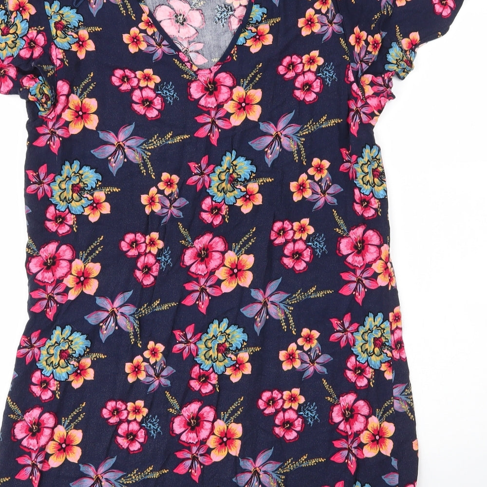 Papaya Womens Blue Floral Viscose Shift  Size 14  Round Neck