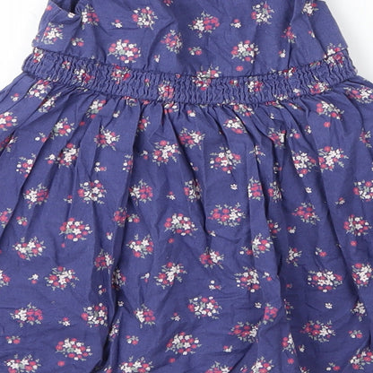 F&F Girls Blue Floral Cotton A-Line  Size 6-9 Months  Round Neck Button
