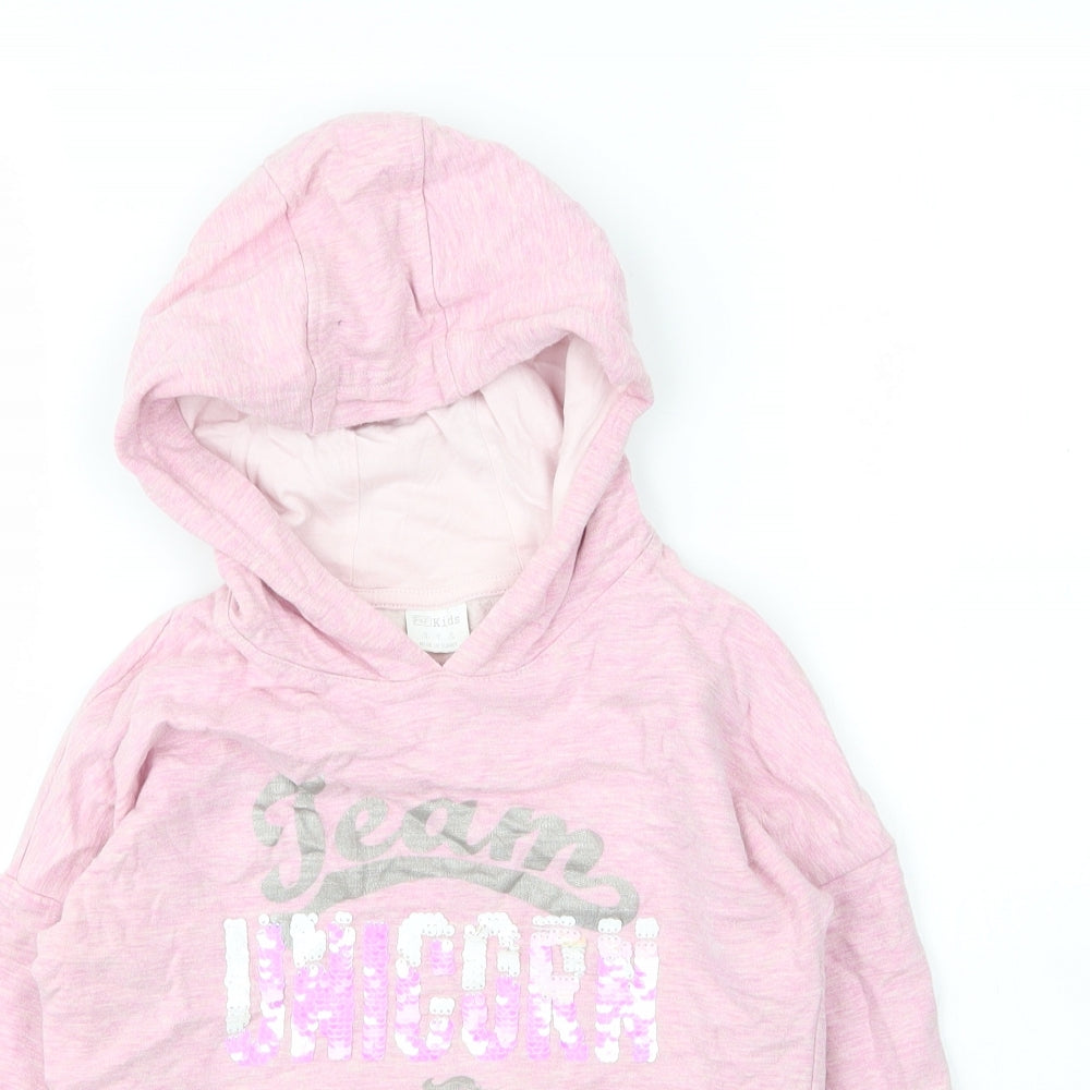 F&F Girls Pink  Cotton Pullover Hoodie Size 7 Years   - Unicorn
