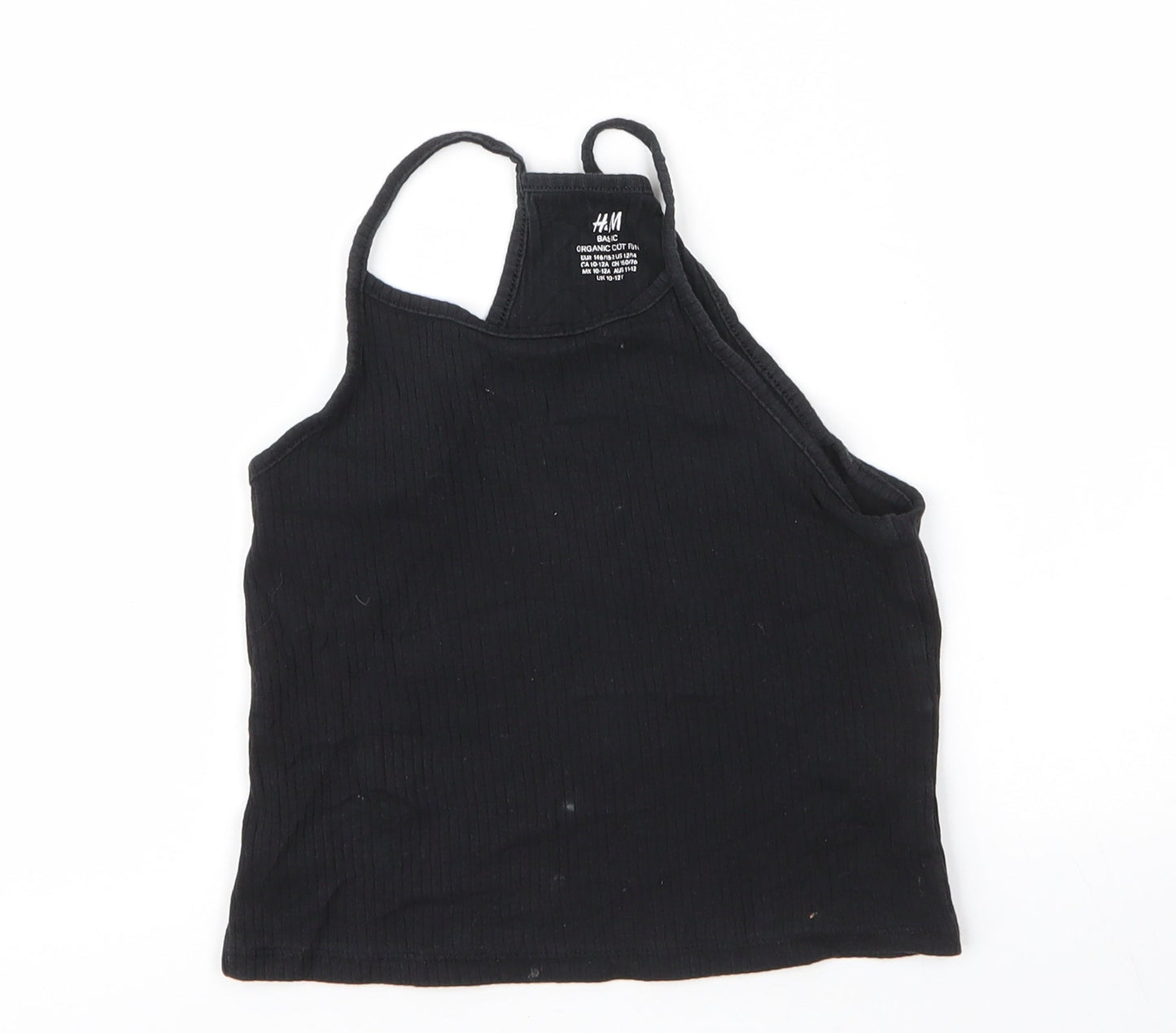 H&M Girls Black  Cotton Camisole Tank Size 11 Years Round Neck