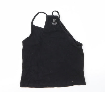 H&M Girls Black  Cotton Camisole Tank Size 11 Years Round Neck