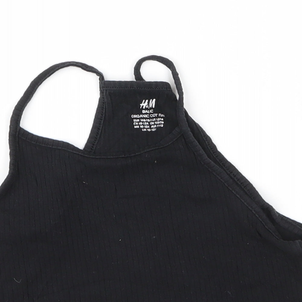 H&M Girls Black  Cotton Camisole Tank Size 11 Years Round Neck