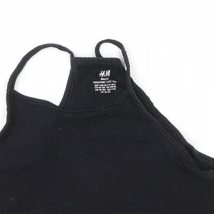 H&M Girls Black  Cotton Camisole Tank Size 11 Years Round Neck