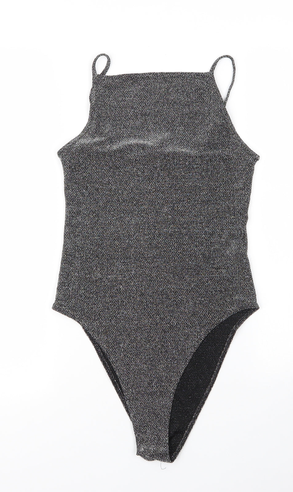 H&M Womens Silver  Nylon Bodysuit One-Piece Size S  Snap