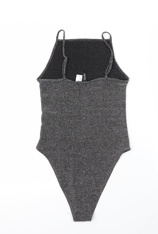 H&M Womens Silver  Nylon Bodysuit One-Piece Size S  Snap
