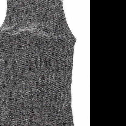 H&M Womens Silver  Nylon Bodysuit One-Piece Size S  Snap