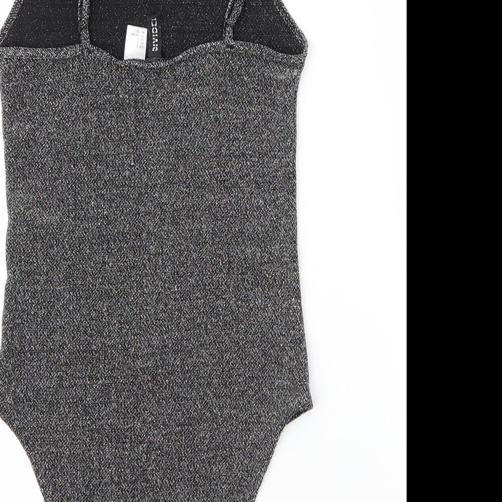 H&M Womens Silver  Nylon Bodysuit One-Piece Size S  Snap