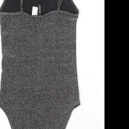 H&M Womens Silver  Nylon Bodysuit One-Piece Size S  Snap