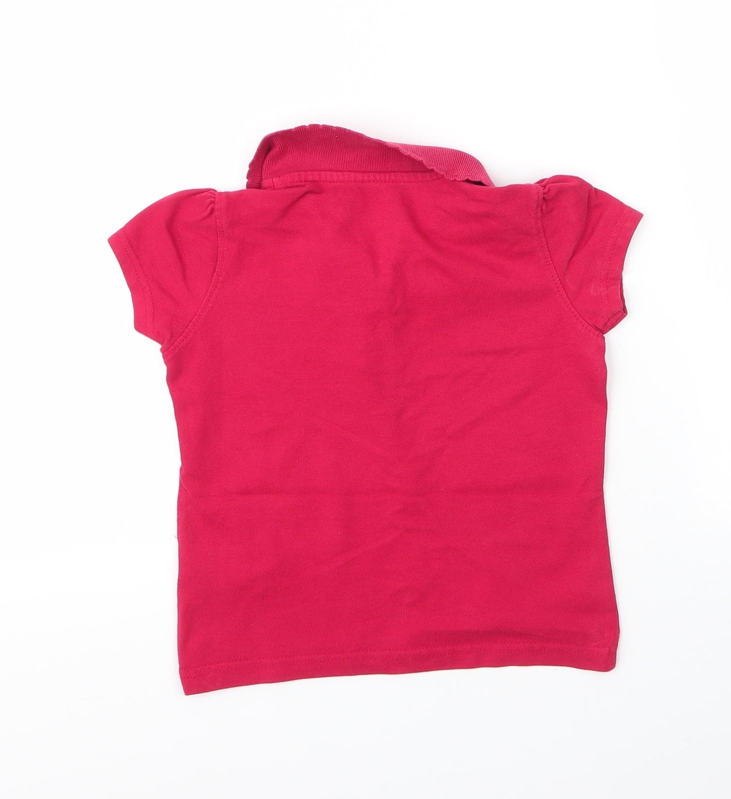 George Girls Red  Cotton Basic Polo Size 5 Years Collared Button