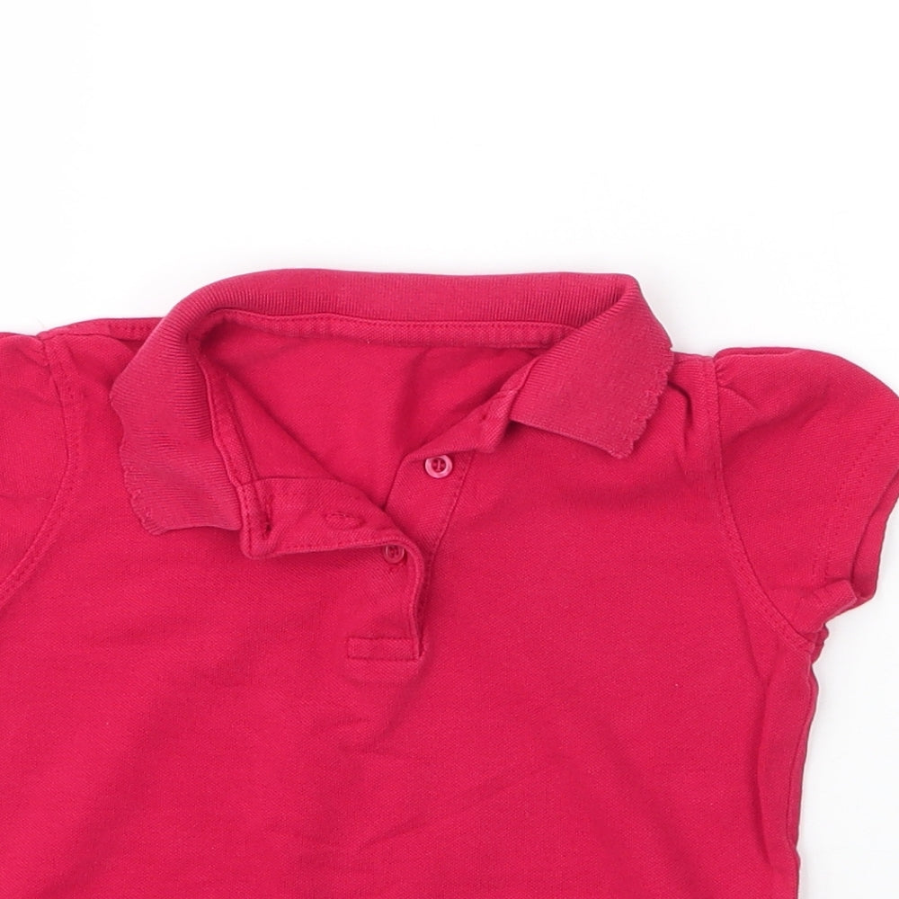 George Girls Red  Cotton Basic Polo Size 5 Years Collared Button
