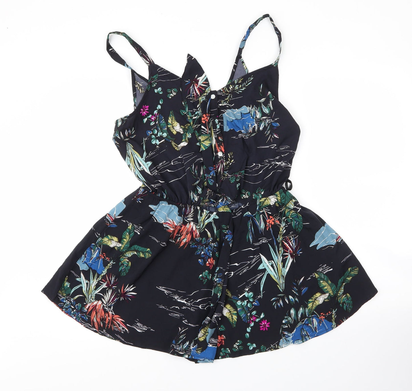 Primark Womens Blue Floral Polyester Romper One-Piece Size 14