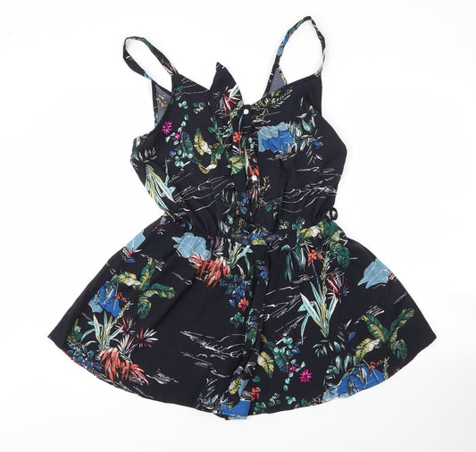 Primark Womens Blue Floral Polyester Romper One-Piece Size 14