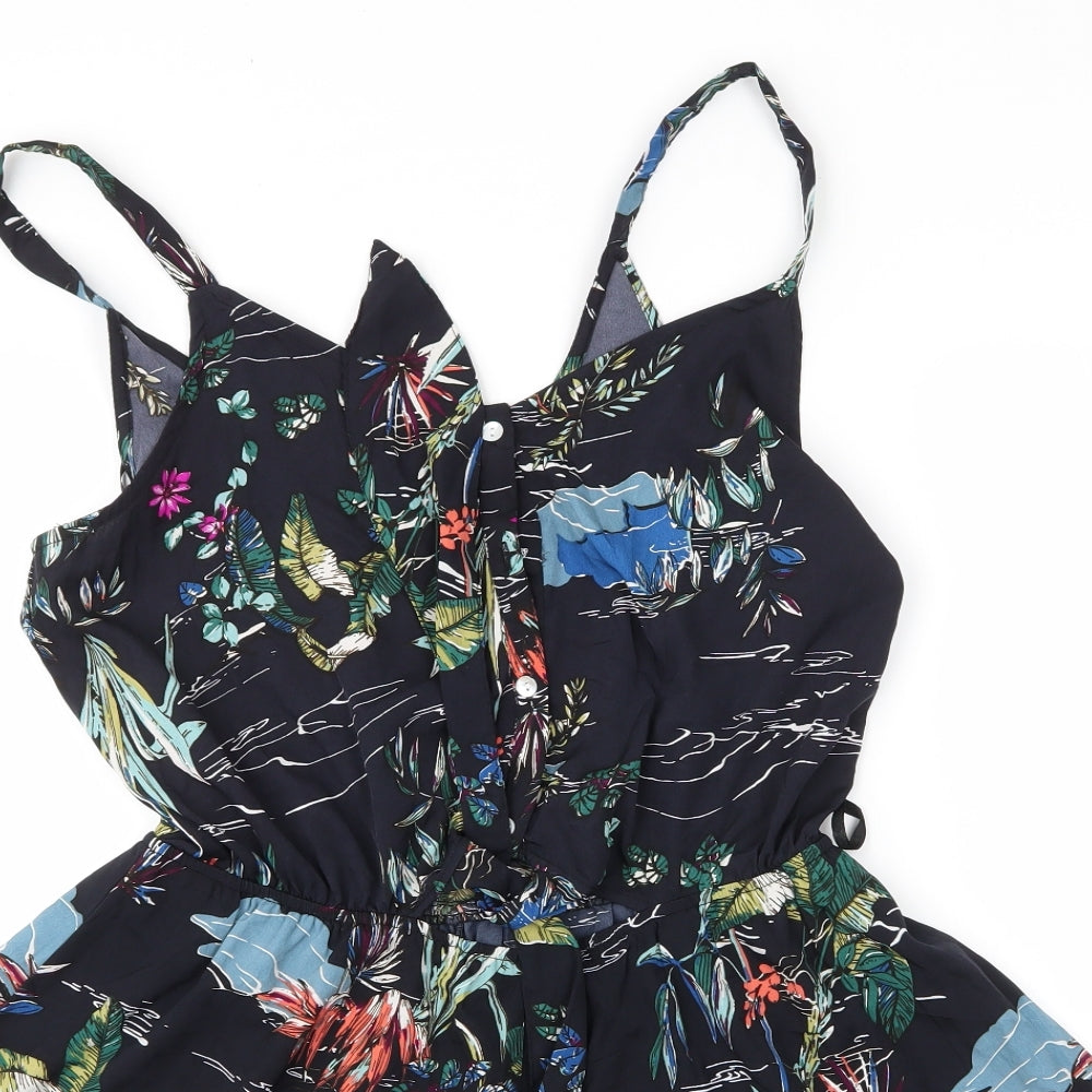 Primark Womens Blue Floral Polyester Romper One-Piece Size 14