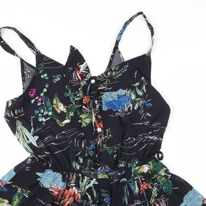 Primark Womens Blue Floral Polyester Romper One-Piece Size 14