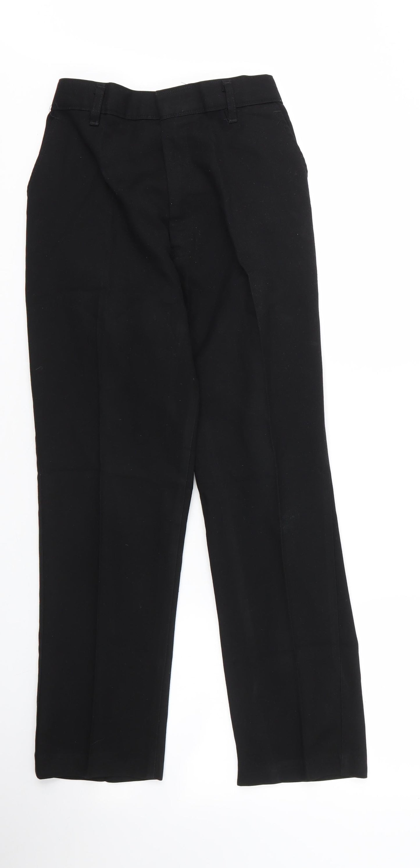 Preworn Boys Black  Viscose Capri Trousers Size 12 Years L24 in Regular Zip
