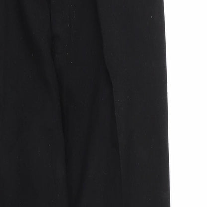 Preworn Boys Black  Viscose Capri Trousers Size 12 Years L24 in Regular Zip