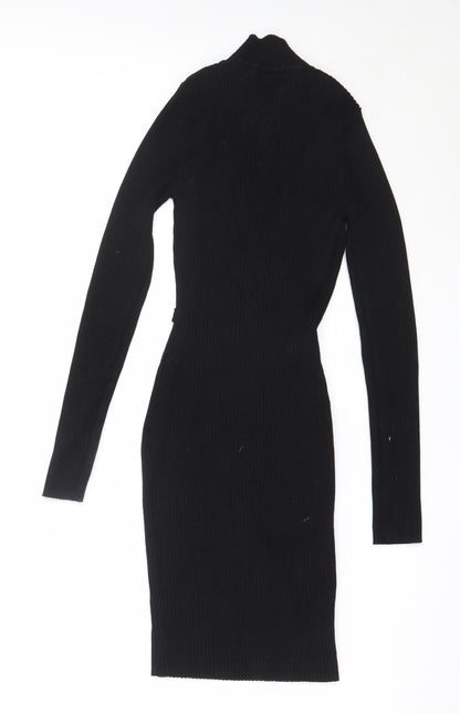 LU NYC Womens Black  Viscose Bodycon  Size S  V-Neck
