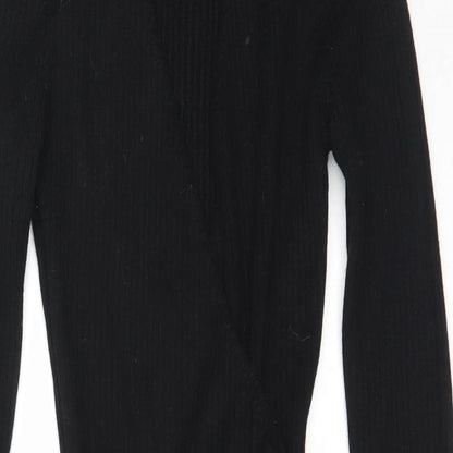 LU NYC Womens Black  Viscose Bodycon  Size S  V-Neck