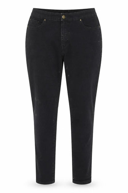 Front view of Peacocks women’s black cotton skinny jeans, size UK 12, 28-inch leg regular