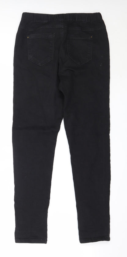 Peacocks Womens Black  Cotton Skinny Jeans Size 12 L28 in Regular