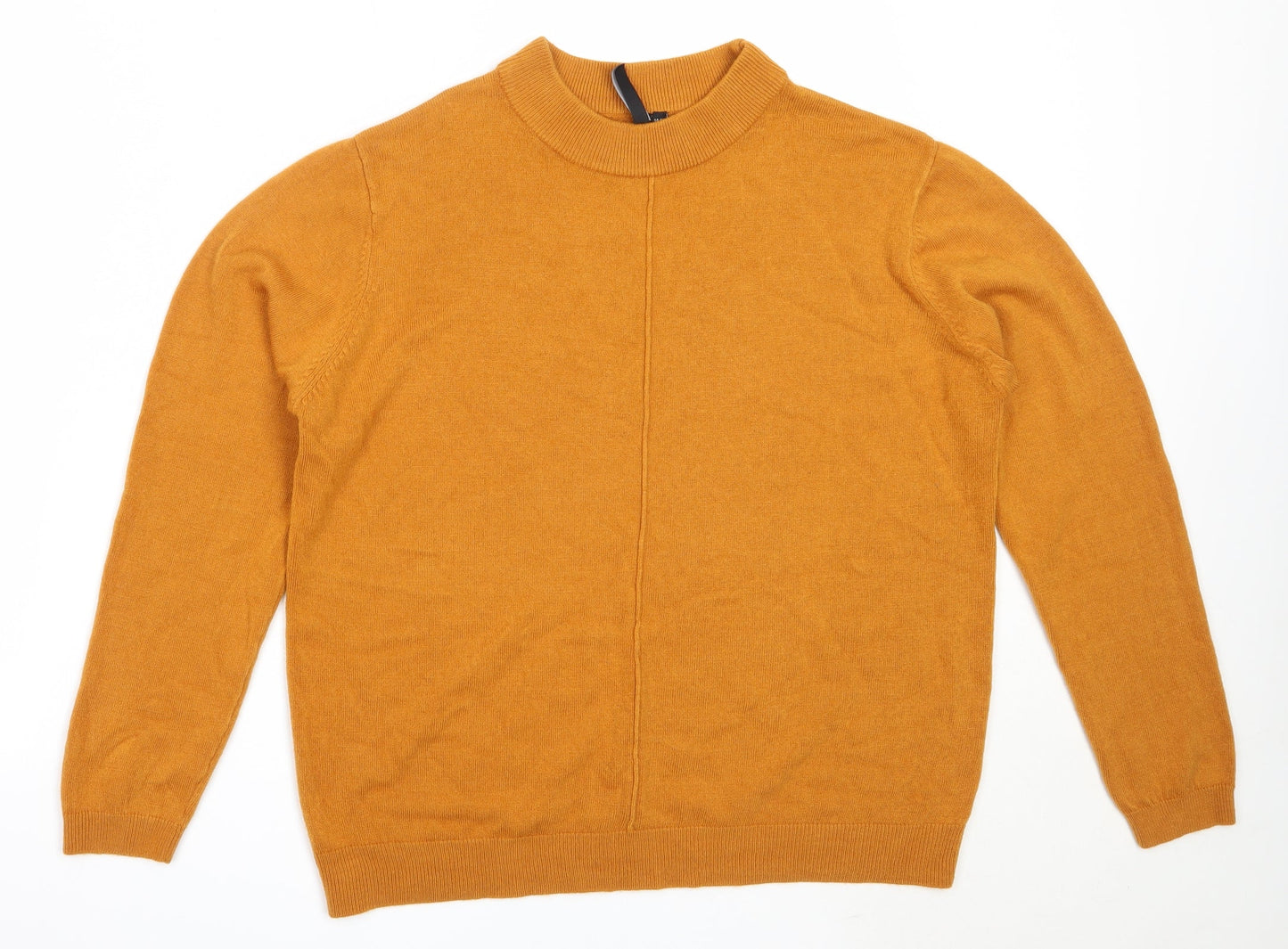 INTUITION Womens Yellow Round Neck  Acrylic Pullover Jumper Size 14