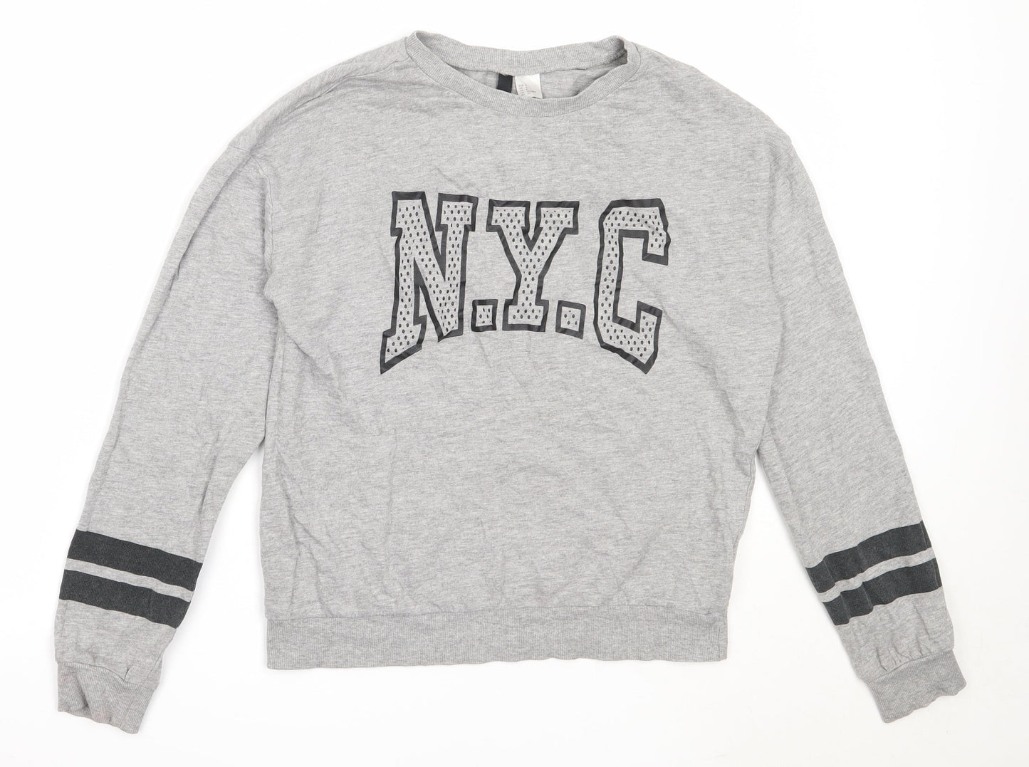 H&M Womens Grey  Cotton Pullover Sweatshirt Size S