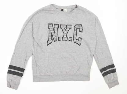 H&M Womens Grey  Cotton Pullover Sweatshirt Size S