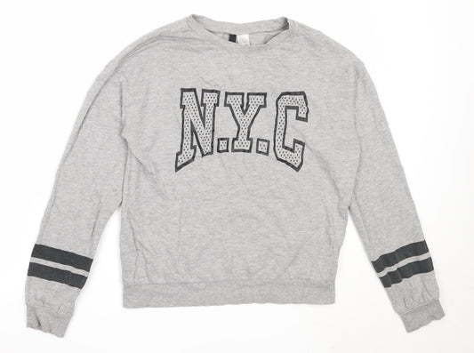 H&M Womens Grey  Cotton Pullover Sweatshirt Size S