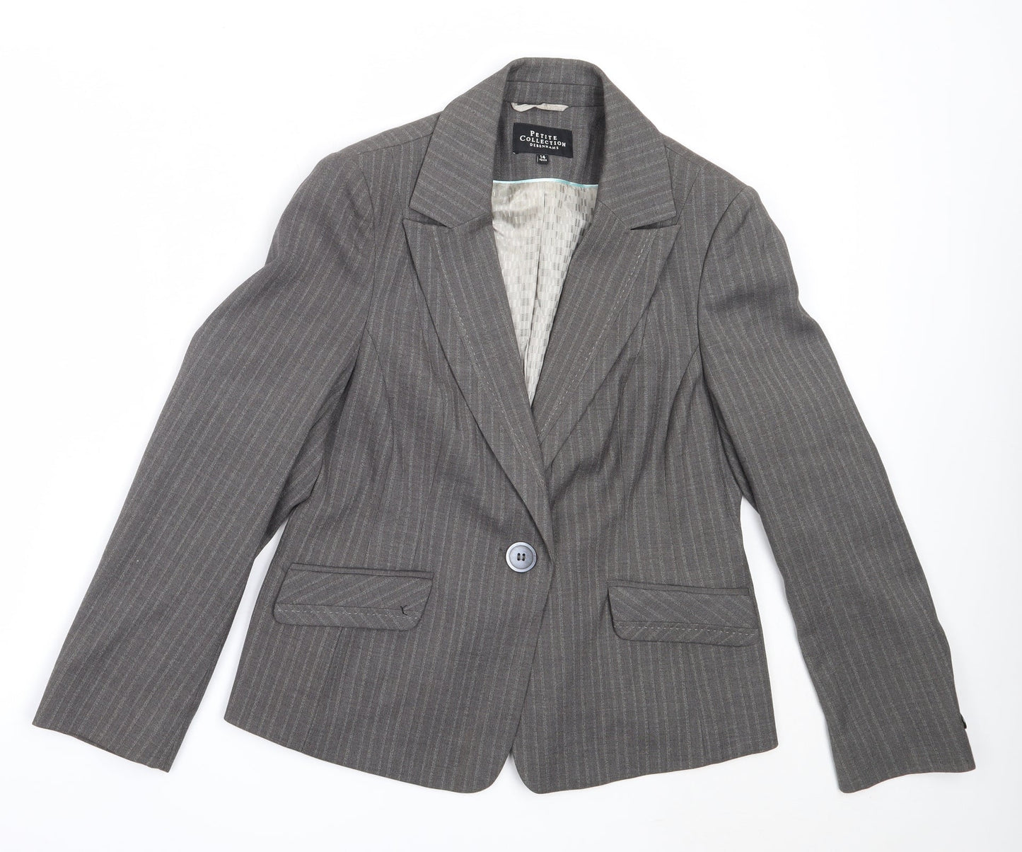 Debenhams Womens Grey  Polyester Jacket Blazer Size 14