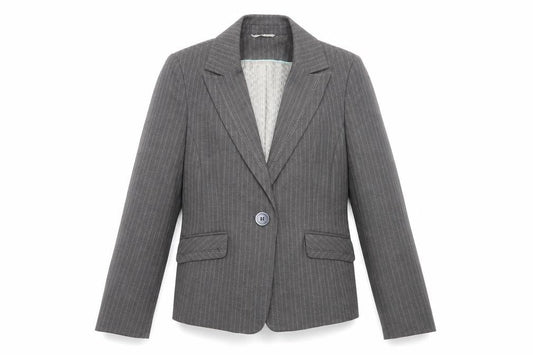 Front view of Debenhams women’s grey polyester jacket blazer, size UK 14