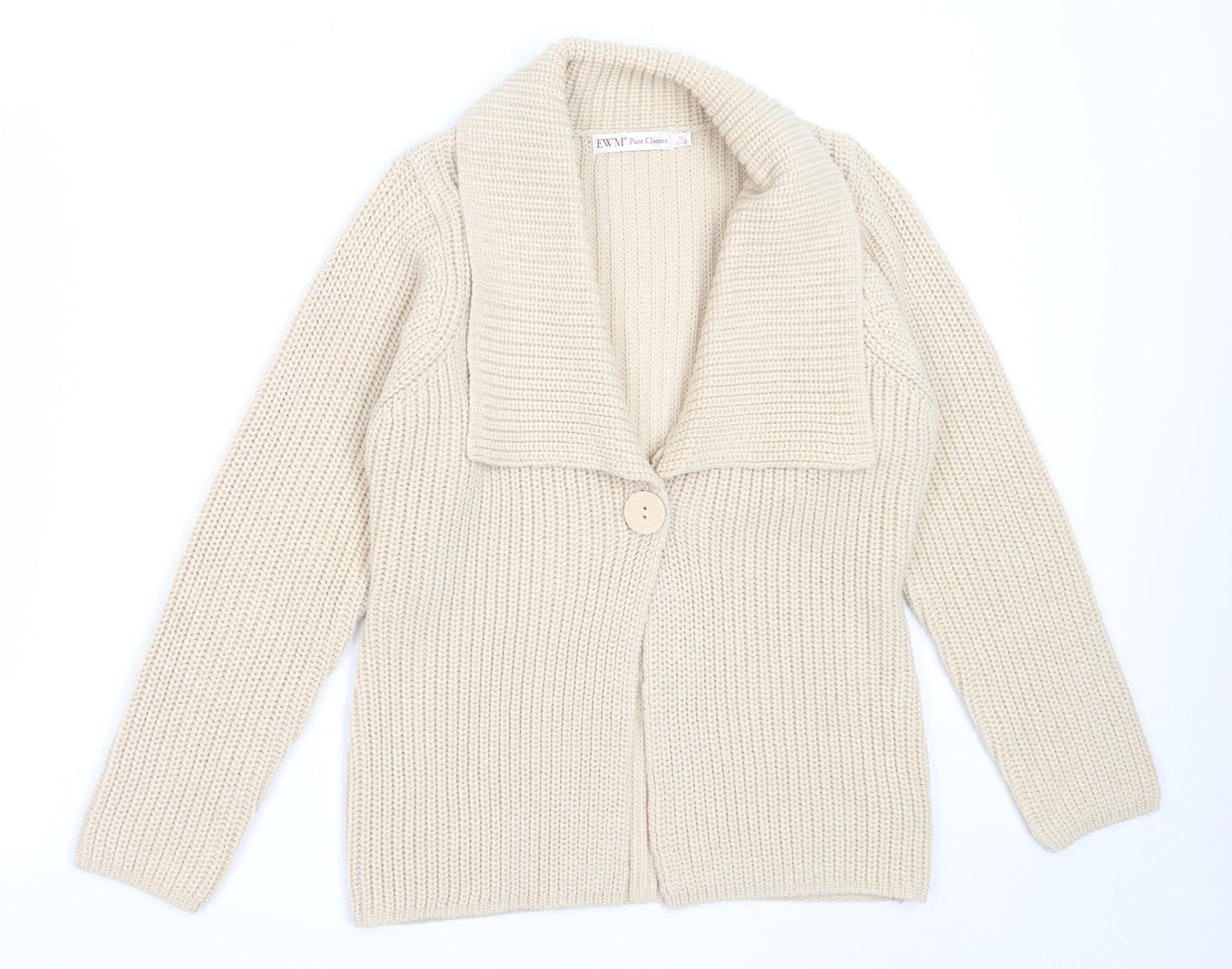 Womens UK Size S EWM Beige Cardigan Jumper