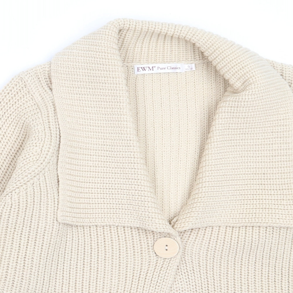 Womens UK Size S EWM Beige Cardigan Jumper