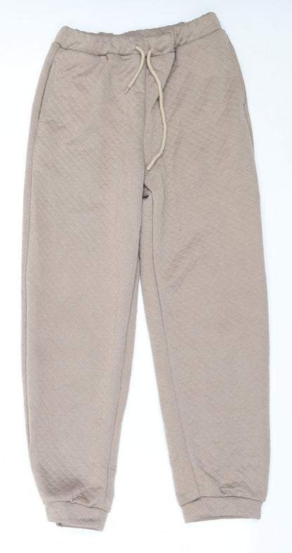 Street Collective Womens Beige  Polyester Jogger Trousers Size 8 L27.5 in Regular