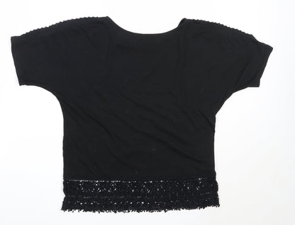 Womens UK Size 6 New Look Black Basic T-Shirt