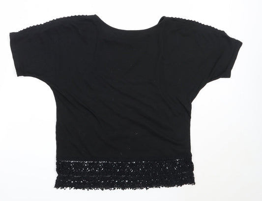 Womens UK Size 6 New Look Black Basic T-Shirt