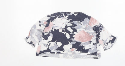 Shein  Girls Multicoloured Floral Cotton Basic T-Shirt Size 3-4 Years Round Neck