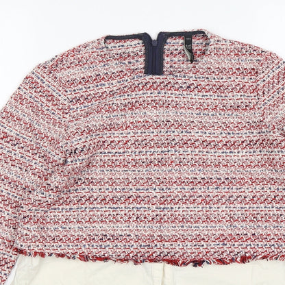 Zara Womens Multicoloured Round Neck  Cotton Pullover Jumper Size XS
