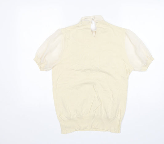 NEXT Womens Beige Round Neck  Viscose Pullover Jumper Size 14