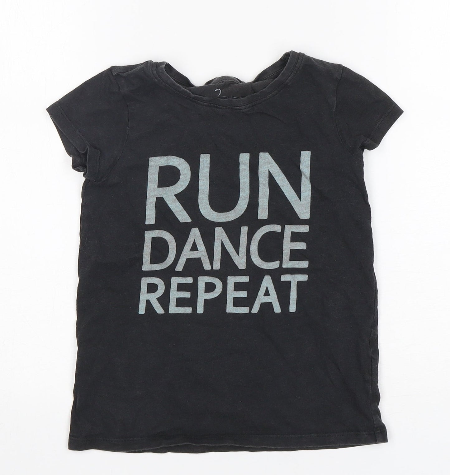 NEXT Girls Black  Cotton Basic T-Shirt Size 5 Years Round Neck