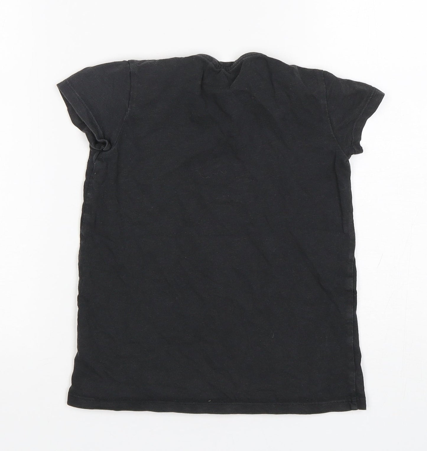 NEXT Girls Black  Cotton Basic T-Shirt Size 5 Years Round Neck