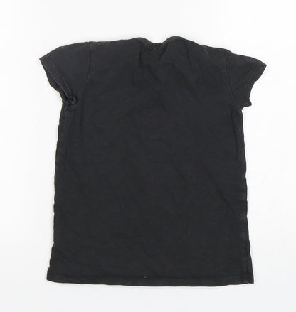 NEXT Girls Black  Cotton Basic T-Shirt Size 5 Years Round Neck