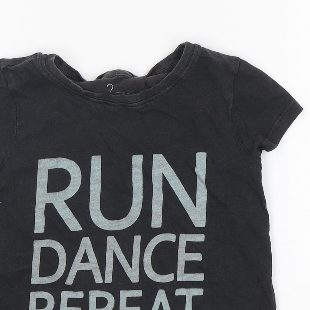 NEXT Girls Black  Cotton Basic T-Shirt Size 5 Years Round Neck
