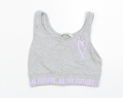 George Girls Grey  Polyester Cropped Tank Size 6-7 Years Round Neck