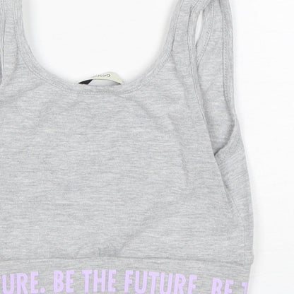 George Girls Grey  Polyester Cropped Tank Size 6-7 Years Round Neck