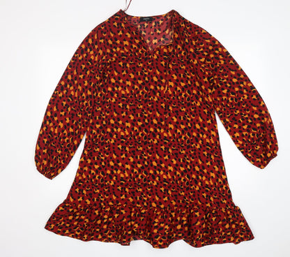 Papaya Womens Multicoloured Animal Print Polyester A-Line  Size 12  V-Neck