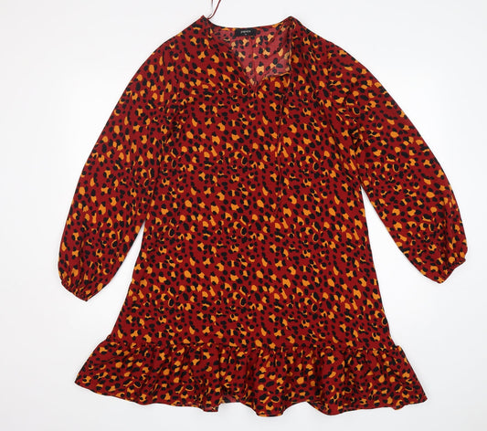 Papaya Womens Multicoloured Animal Print Polyester A-Line  Size 12  V-Neck