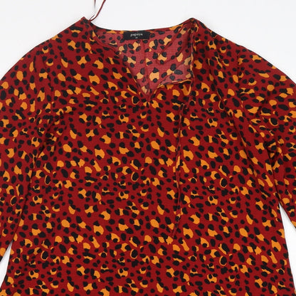 Papaya Womens Multicoloured Animal Print Polyester A-Line  Size 12  V-Neck